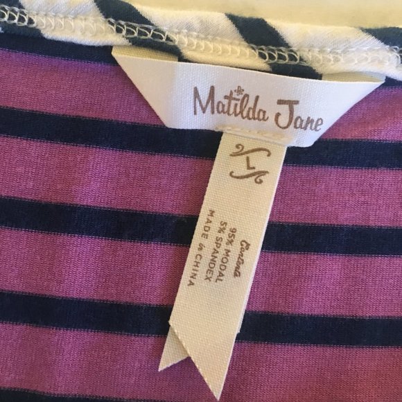 "Matilda Jane" Violet and Navy Striped Top (L) - Picture 4 of 5